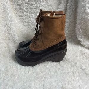 JBU By Jambu Caramel Boots brown & tan vegan leather lace up boots SZ9M